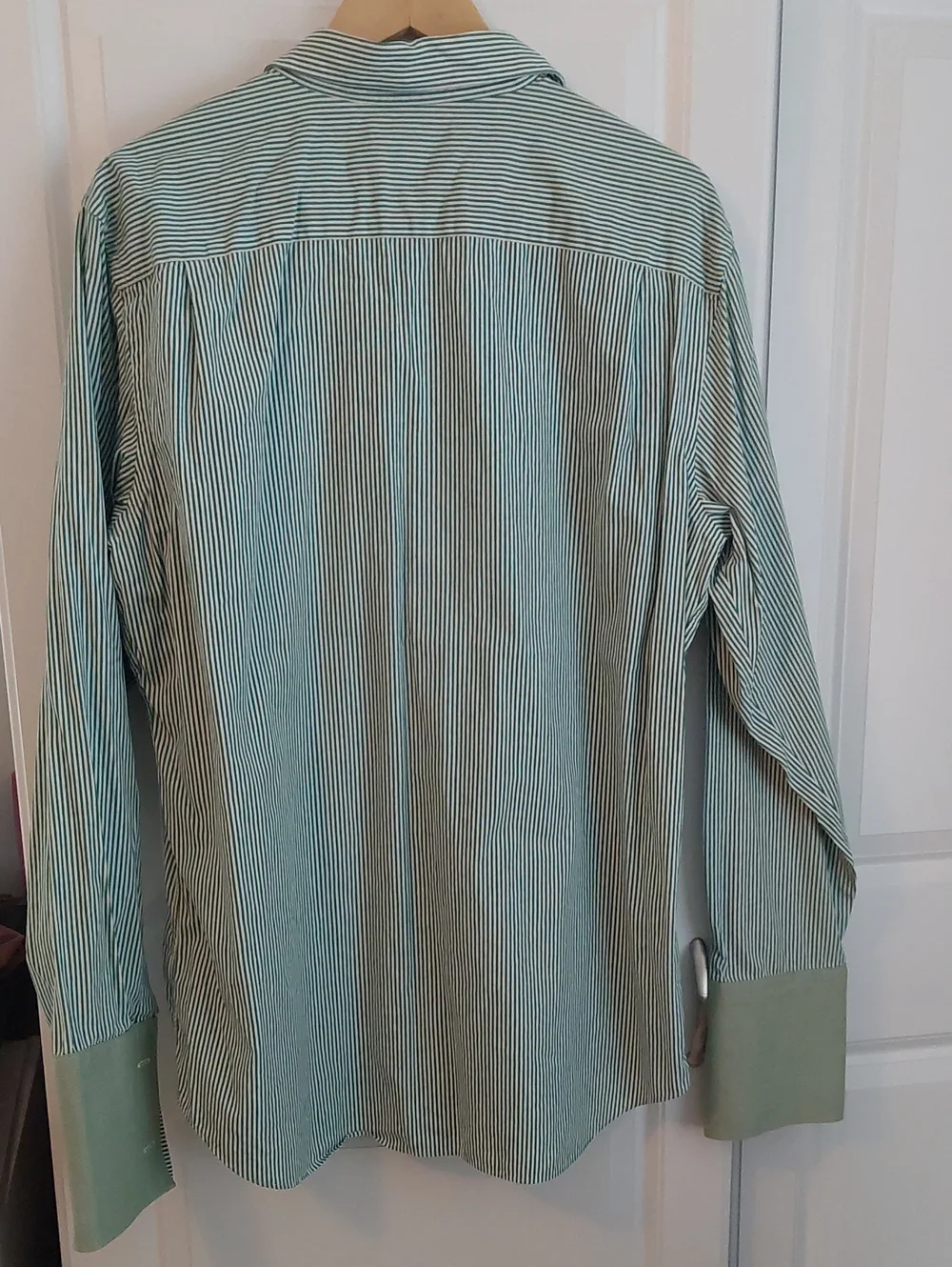 Banana Republic Green and White Striped Dress Shirt